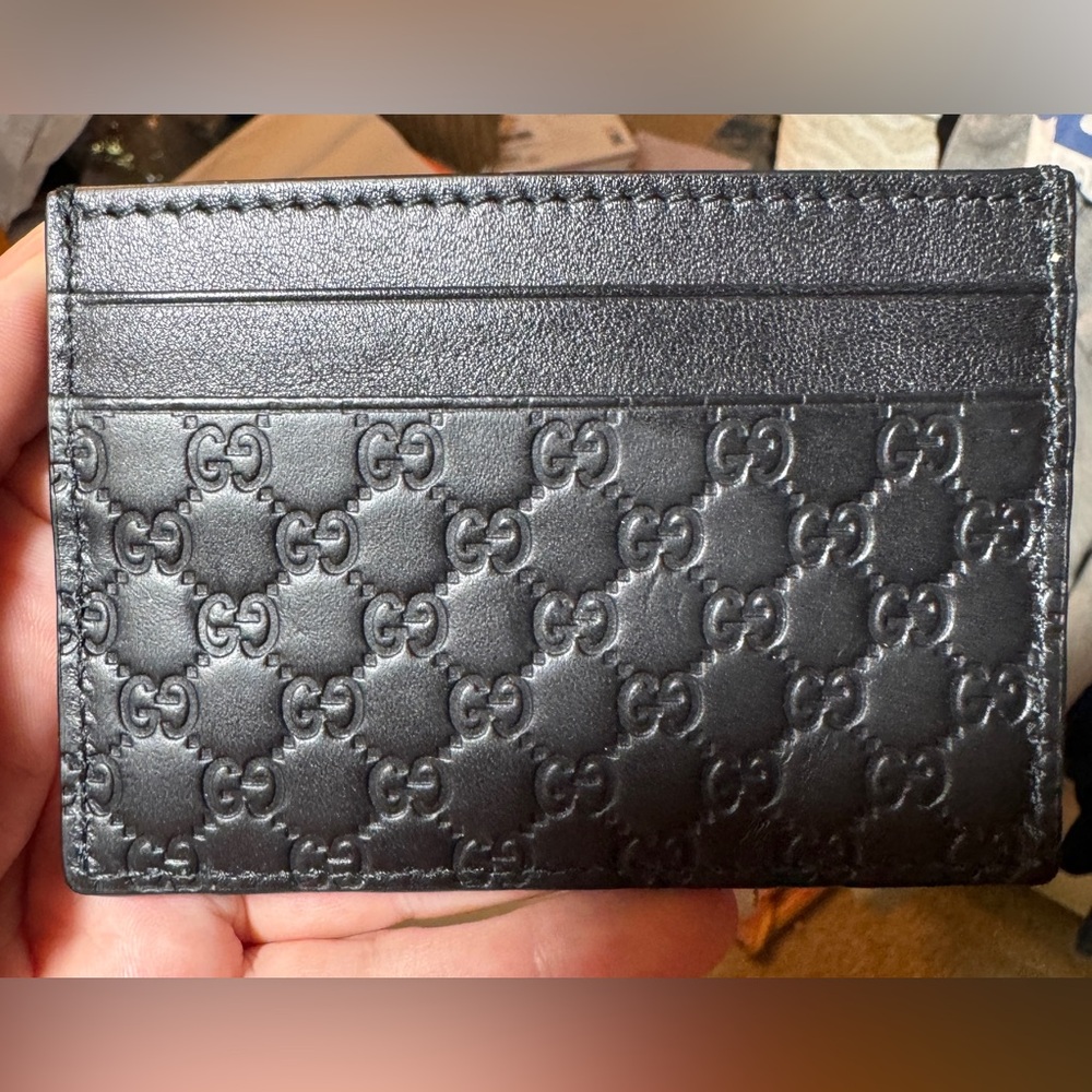 Gucci Guccissima card holder Black Brand New